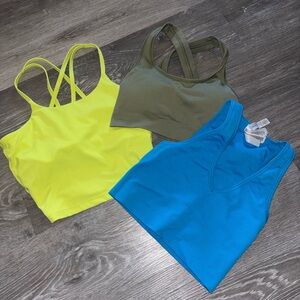 Athletic Crop Tops in Yellow, Green, and Blue